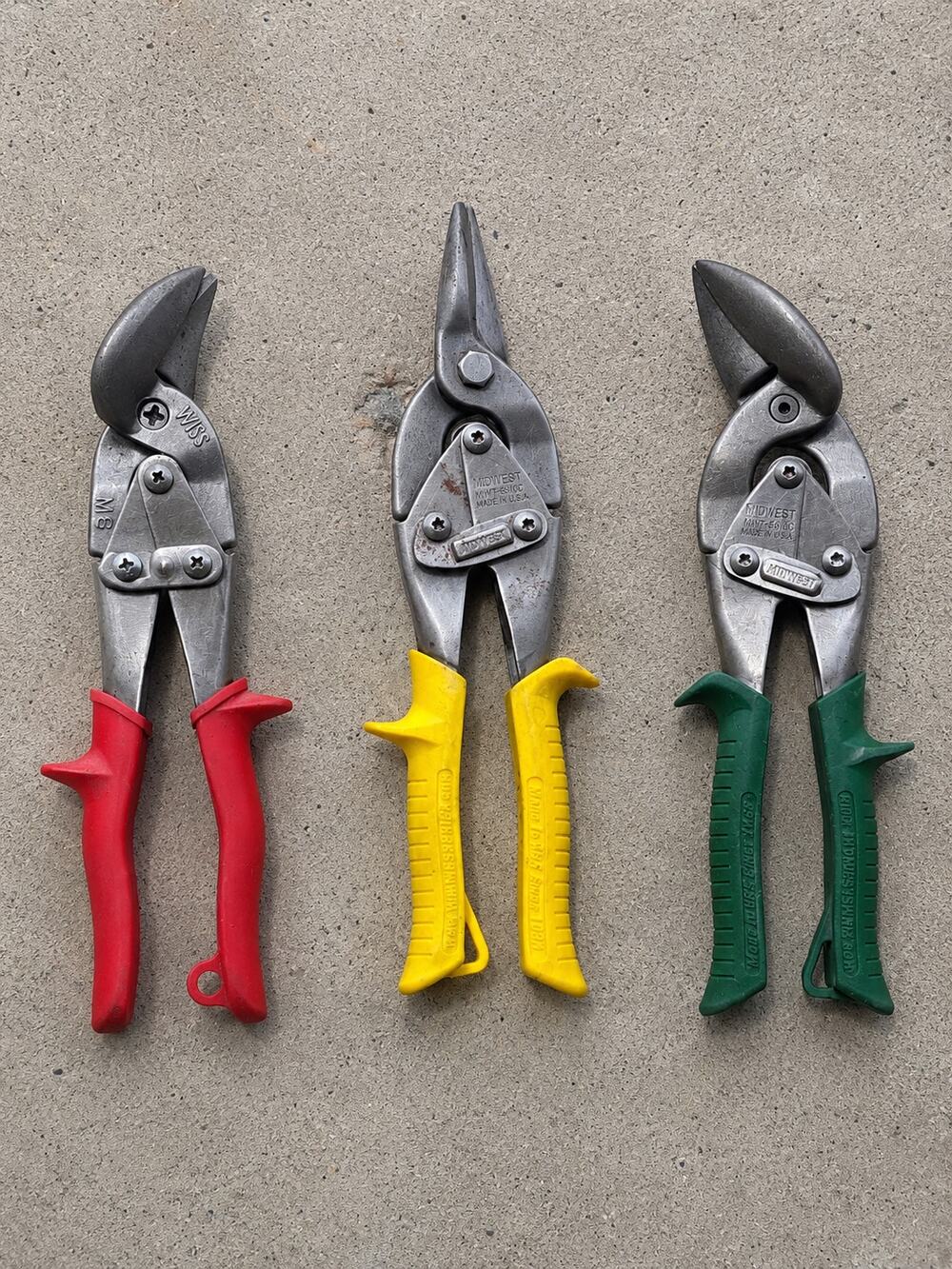 Midwest & Wiss Aviation Tin Snips Metal Cutting Tool Lot of 3 USA Made